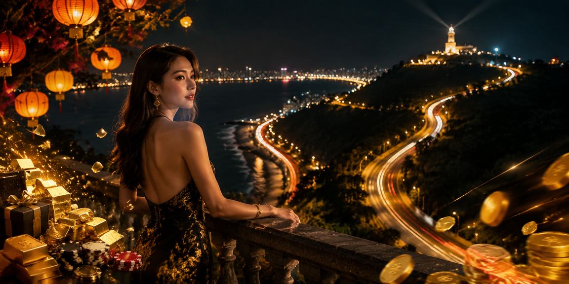 Khung cảnh đèn lồng Hội An về đêm, người dùng thực hiện giao dịch tài chính trực tuyến trên điện thoại