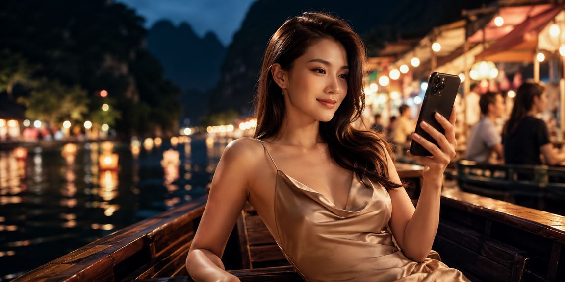 Quang cảnh chợ đêm Ninh Bình – người dùng kiểm tra thông báo hoàn tiền và bonus trên điện thoại
